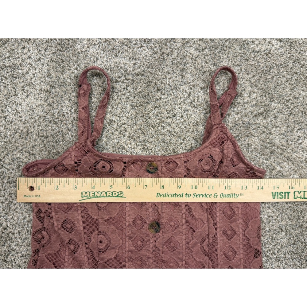 Aeropostale Dress Floral Lace S Mauve Pink Boho Button Down Mini Sleeveless - Picture 7 of 9